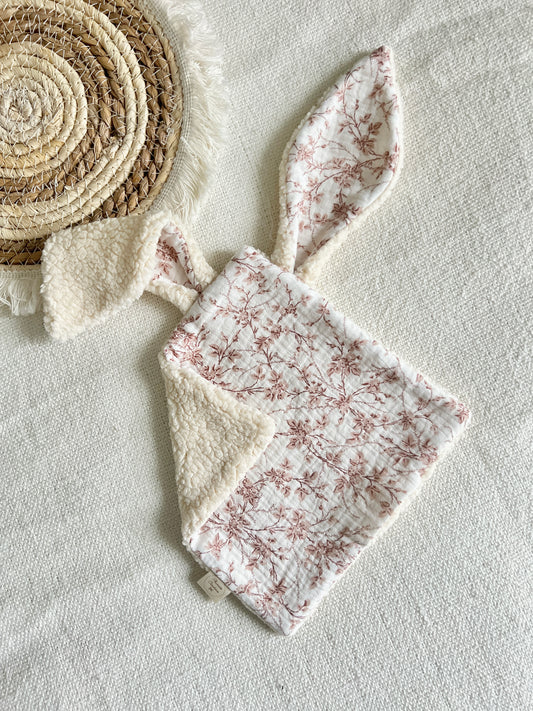 (En stock) Doudou plat Lapin Fleurs de Cerisiers